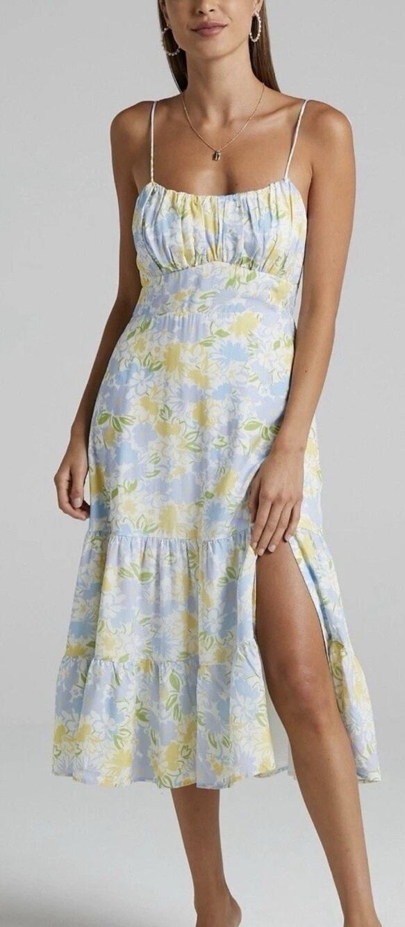Showpo Monaco Dress Summer Petals Size US 4 Drop-Waist flirty Floral Fairy Y2K